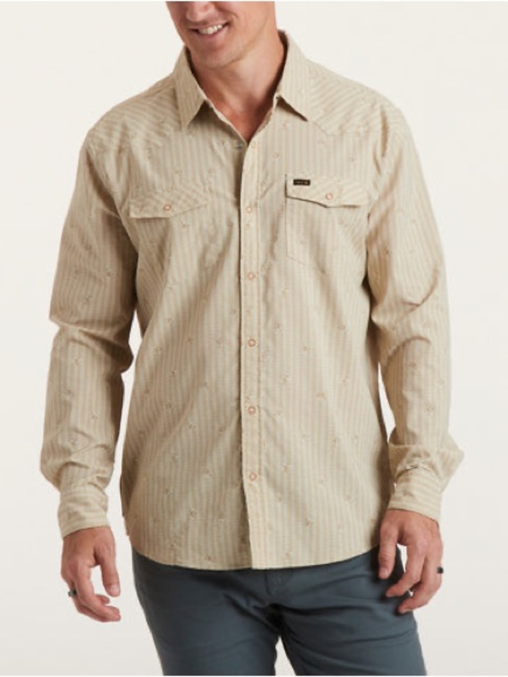 Howler Brothers Men's H Bar B Tech Floral Grid Snap Button-Down Shirt - Picture 3 of 12